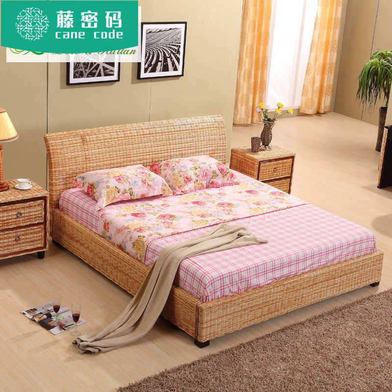 Hotel master bed 1 8m double bed Indonesian rattan bed rattan bed rattan bed rattan furniture bed rattan bed TD