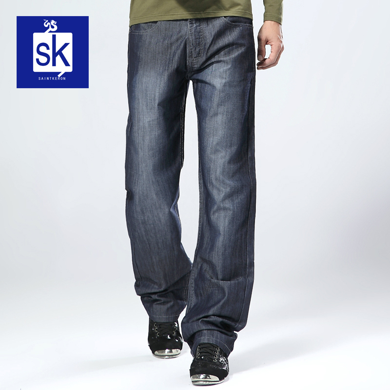 Spring and Summer Men's Loose Fit Plus Size Jeans for Big and Tall Individuals, Straight-Leg Casual Business Black Pants Spring and Summer Men's Loose Fit Plus Size Jeans for Big and Tall Individuals, Straight-Leg Casual Business Black Pants