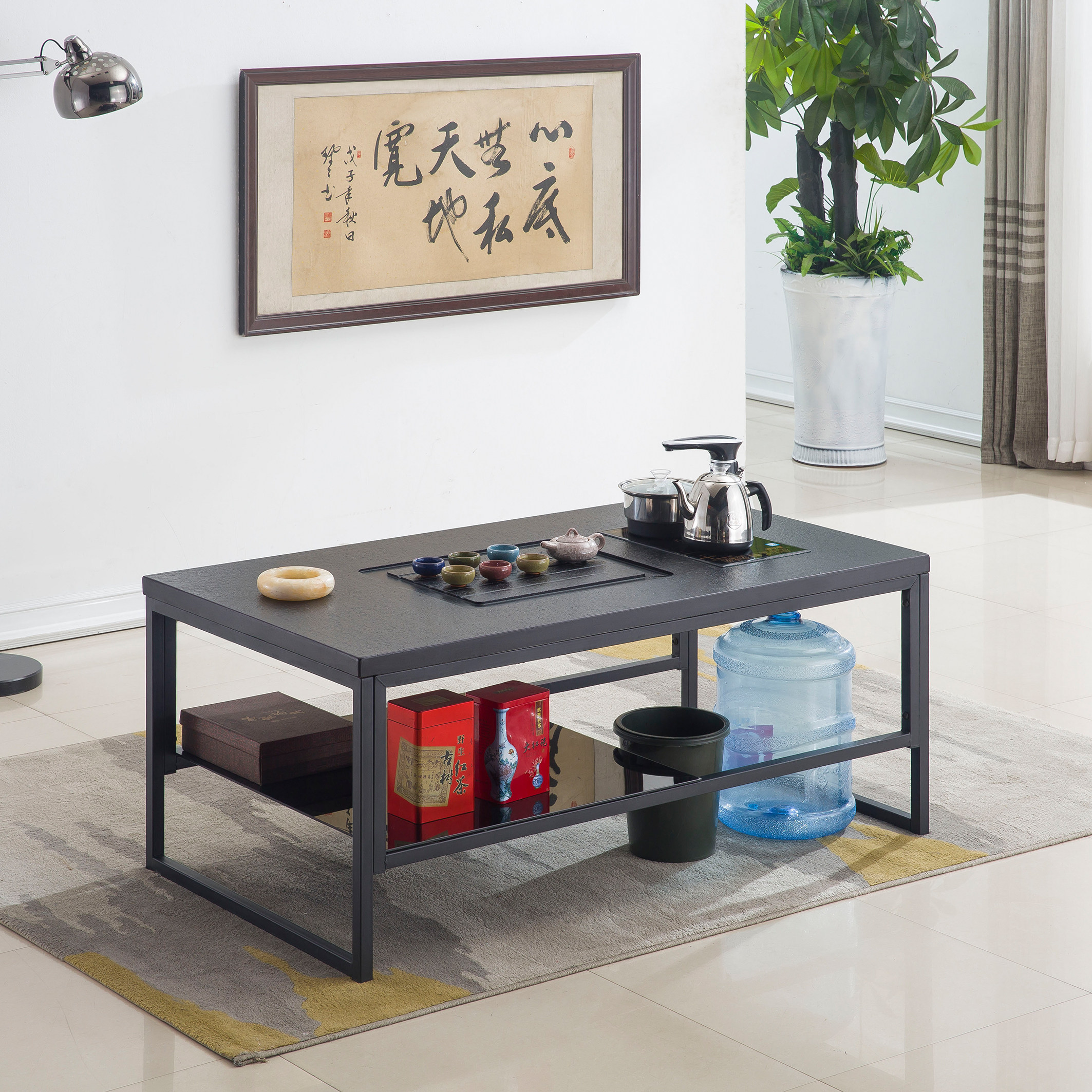 Modern casual fire stone automatic kung fu coffee table simple office reception business marble tea table combination