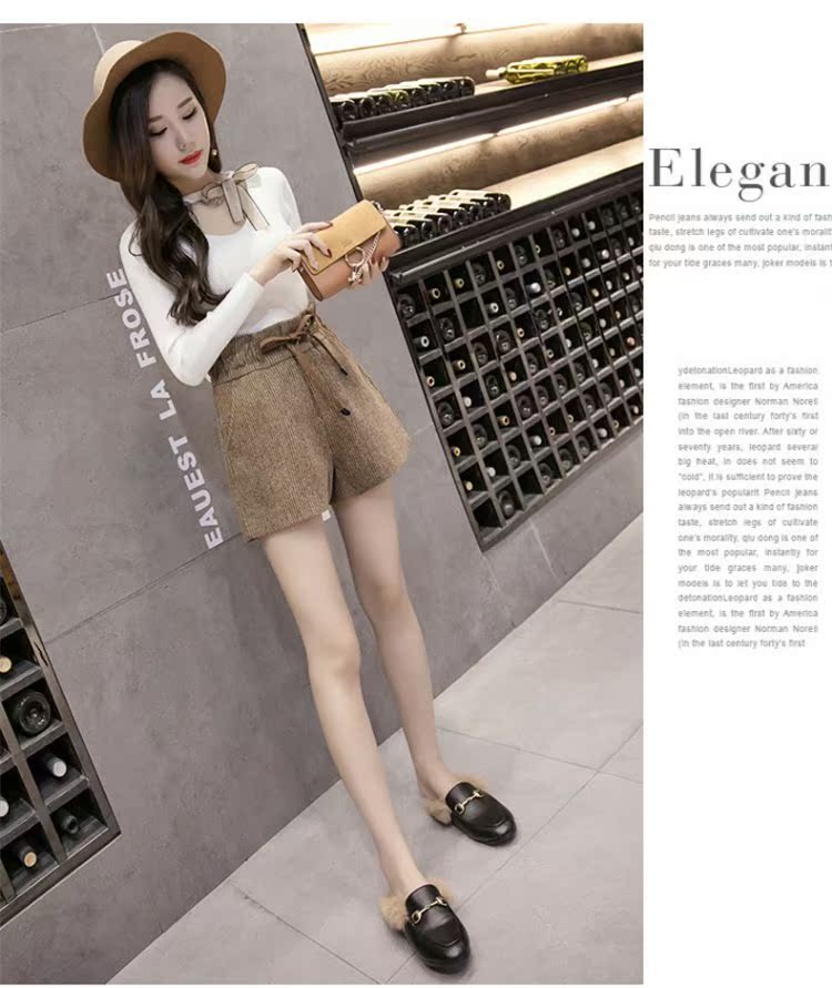 Quần short len ​​nữ quần ống rộng 2018 thu đông 2018 phiên bản mới của Hàn Quốc của quần bốt cao cổ hoang dã mỏng và len bên ngoài mặc mùa đông shop quần áo nữ gần đây