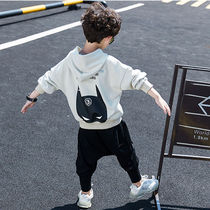  Boys  childrens clothing 2021 fashionable childrens sweater Childrens long-sleeved sweater two-piece boy Western clothes hip-hop trend