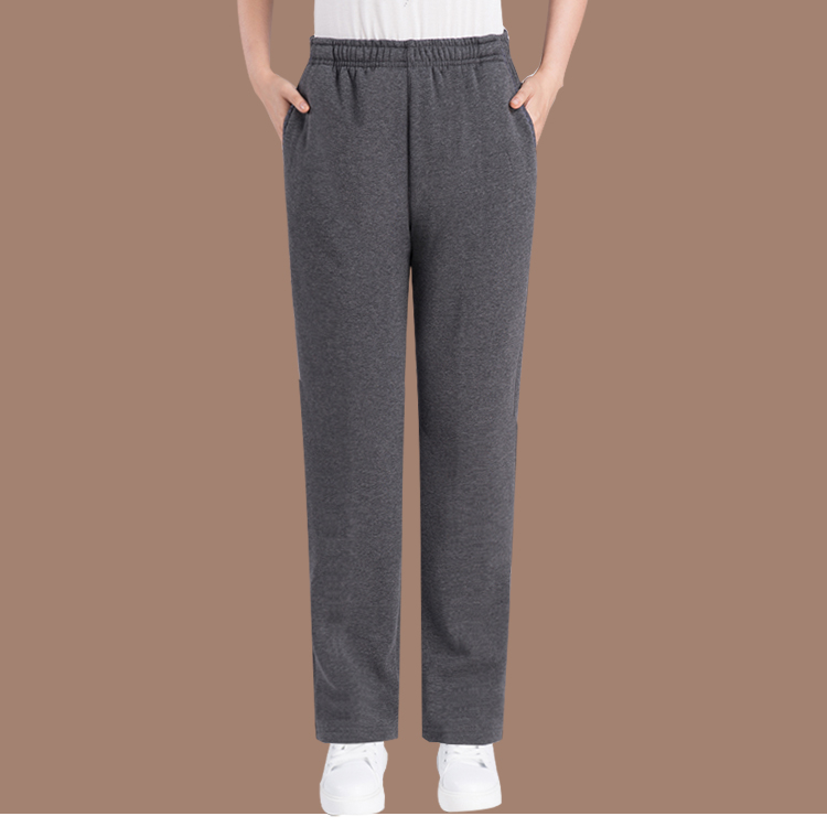 Quần áo mùa đông trung niên cộng với nhung dày của phụ nữ Quần rộng kích thước lớn cotton trung tính mẹ thun co giãn ấm mồ hôi quần áo trung niên