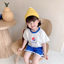 2021 children's summer short sleeve sports set for boys and girls new cute foreign style cotton two-piece set tide