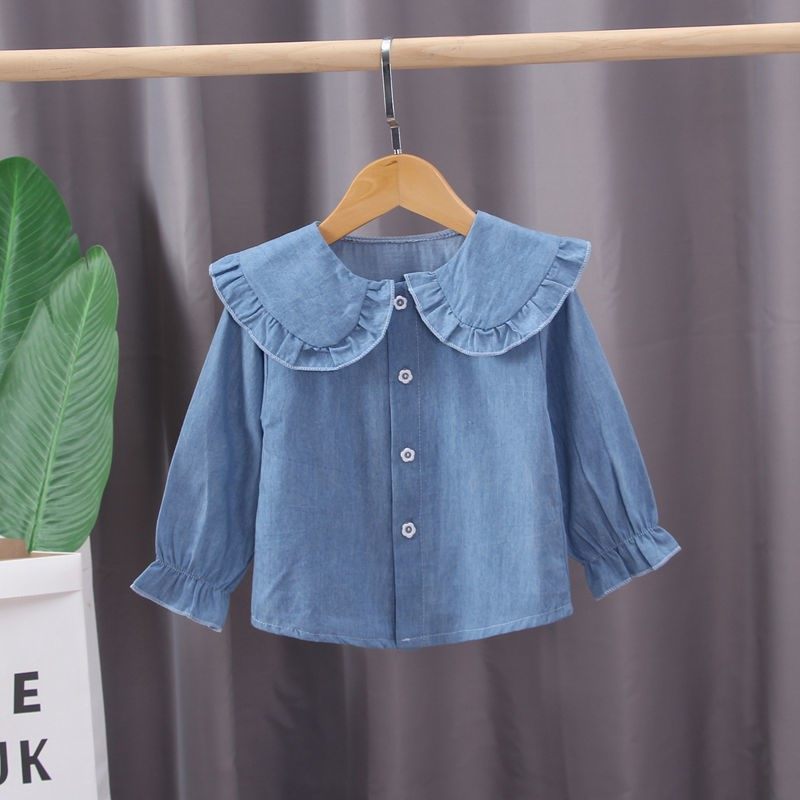 Girl's spring and autumn clothes turnover shirt 2020 new 1-4-year-old 3 female baby Han version blouse spring and autumn long sleeve shirt tide