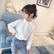 Children's clothing children's shirt women's spring and autumn Korean style 2021 new fashion Joker long sleeve white girls shirt spring