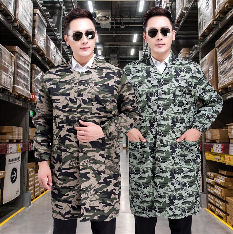Camouflage Overcoat Men's Workwear Mid-Length Jacket Factory Coverall Warehouse Handling Labor Protection Clothing Overcoat Workwear Top
