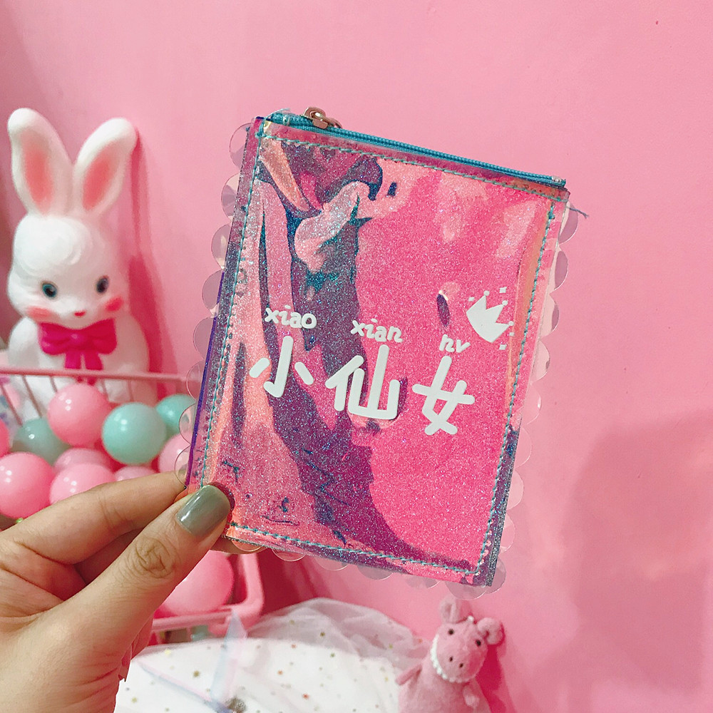 3 cô gái dễ thương trái tim Nhật Bản ví tiền xu sinh viên lưu trữ túi cô gái xinh đẹp ví cổ tích nhỏ túi cầm tay nam