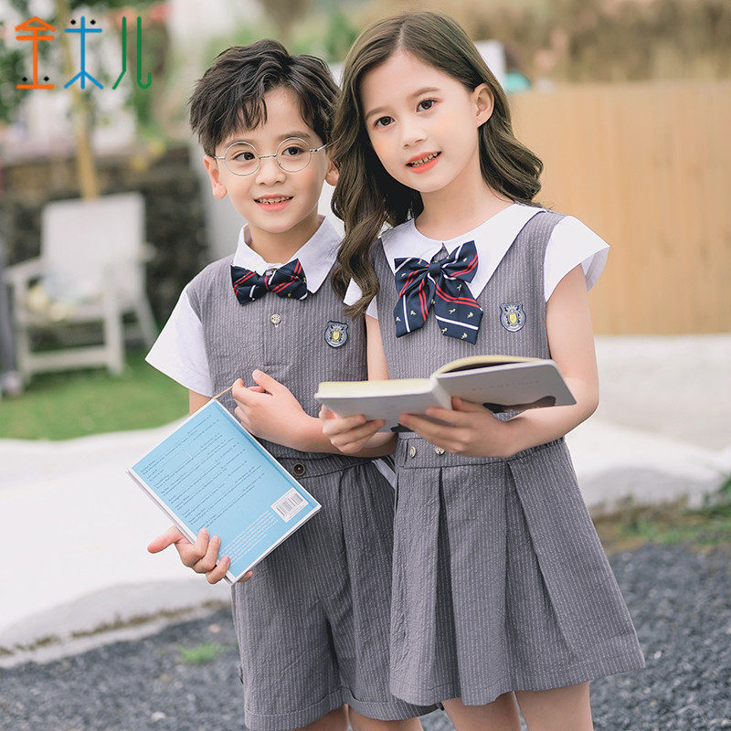 2020 new kindergarten uniforms summer suits for boys and girls class uniforms British style school uniforms for primary school students