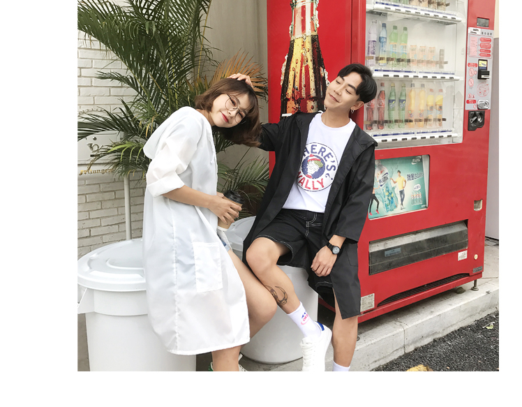 Mùa hè ngoài trời quần áo chống nắng nam giới và phụ nữ sinh viên Hàn Quốc áo khoác siêu mỏng thoáng khí phần dài loose trùm đầu da áo gió