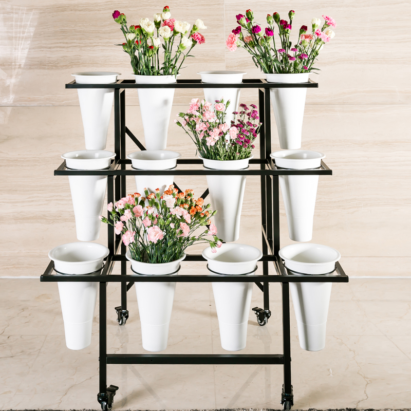 Zhongma / 忠 Cửa hàng hoa khung hoa ống giữ sắt rèn nhiều lớp hoa di động đứng trưng bày hoa lan - Kệ kệ trang trí phòng khách