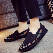 Xishan flower cloth shoes men and women old Beijing embroidery handmade cloth shoes spirit guy social lazy people foot shoes Bean shoes