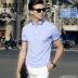 Dafken 2019 quần áo mùa hè nam áo thun trắng tinh khiết nam áo thun ngắn tay nam ve áo Slim thanh niên - Áo phông ngắn áo phông nam tay ngắn đẹp Áo phông ngắn