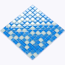 Mediterranean swimming pool mosaic blue crystal glass Living room background wall frame Bathroom pool fish pond