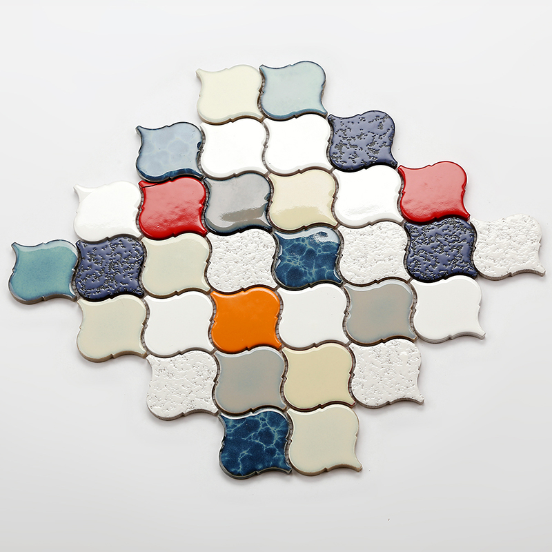 Antique small lantern ceramic mosaic TV background wall waistline tile toilet wall Bar kitchen