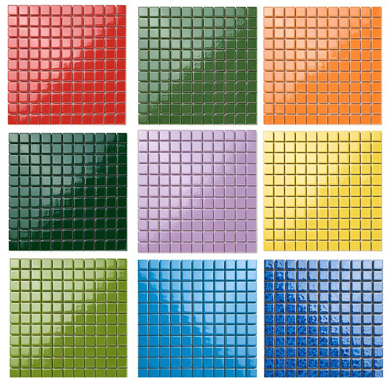 Mosaic Ceramic Pure Color Anti Slip BACKGROUND WALL TILE POOL BRICK AND FLOOR TILES OUTDOOR BLUE PINK DECORATION