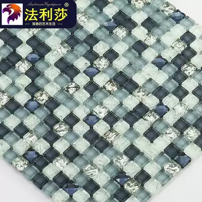 (Falisa)Mosaic ice cracked glass background wall powder room bathroom floor tile wall paste waist line entrance