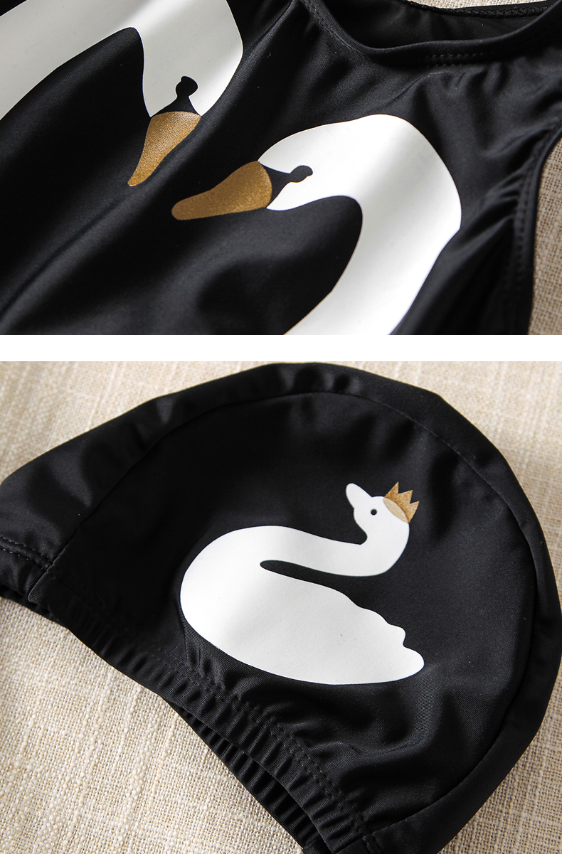 Đồ bơi cho trẻ em Cô gái Công chúa Bé Đen Thiên nga Áo tắm Cô gái Xiêm Dễ thương Little Swan Đồ bơi bằng gỗ - Bộ đồ bơi của Kid đồ bơi trẻ em nữ 12 tuổi