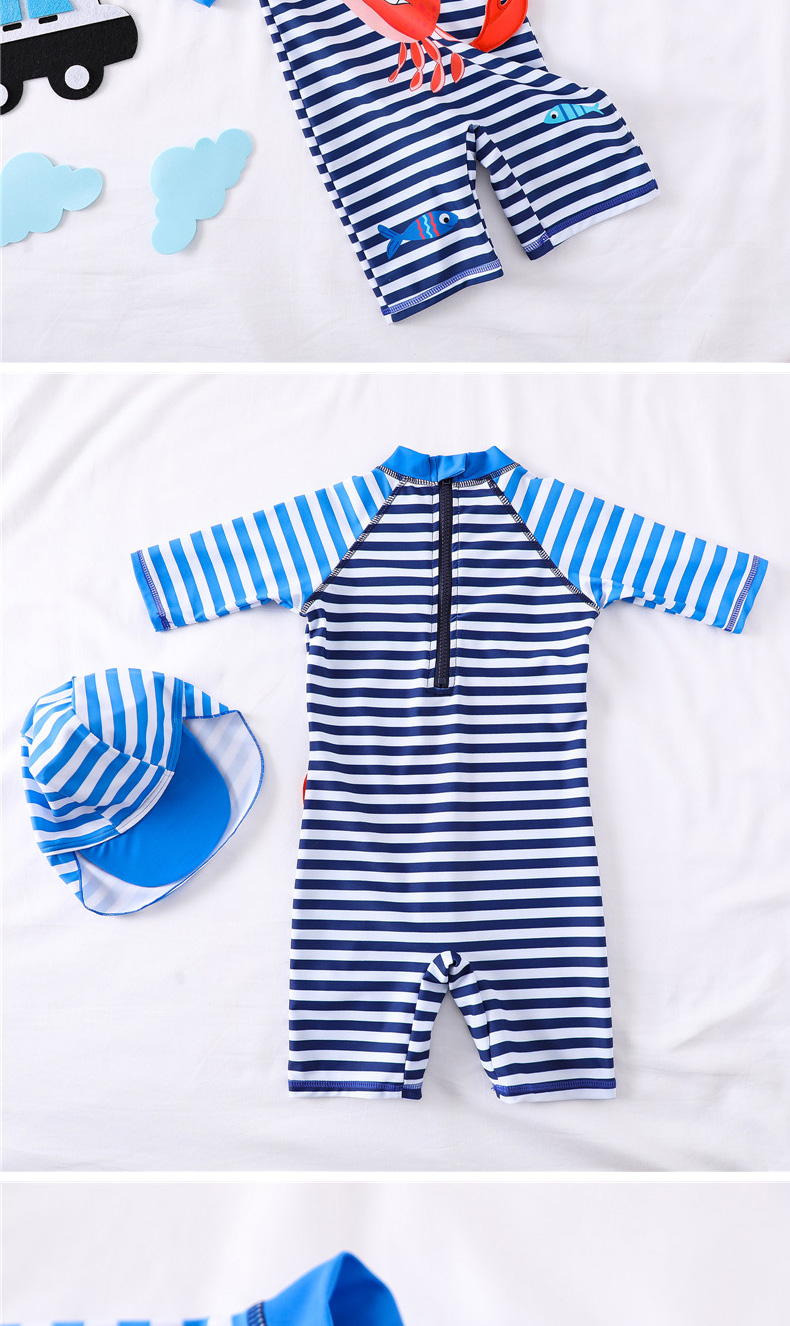 Đồ bơi cho bé trai Hàn Quốc Liên kết dễ thương Hình dạng con cua sọc bơi Bơi bé Baby Boy Bộ đồ bơi - Bộ đồ bơi của Kid đồ bơi cho be gái