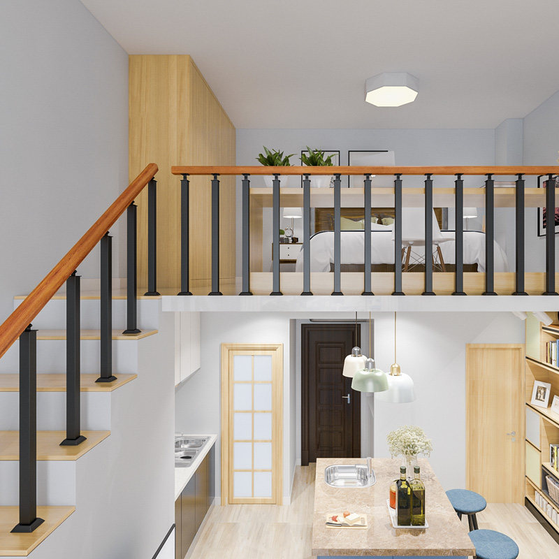 Wrought iron stair handrail balcony protective railing indoor home indoor attic hand guard outdoor fence simple and modern