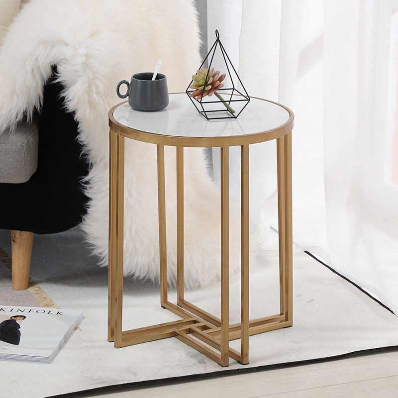 Nordic Iron Art Tea Table Marble Sofa Edge A Few Corners A Few Briefs Modern Living Room Small Round Table Simple Creative Side Cabinet