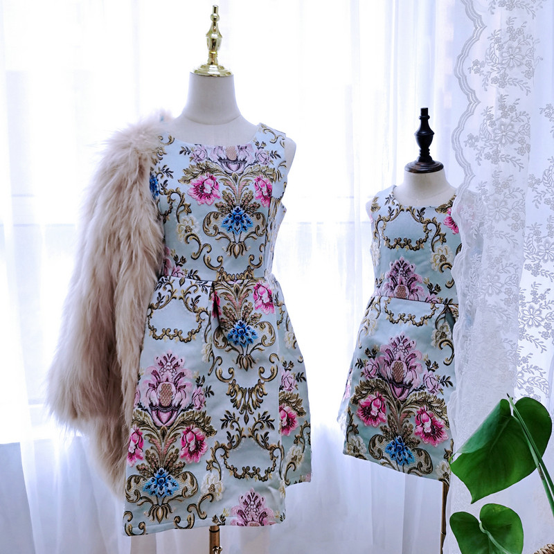 2022 Spring-autumn children's new fragrator parent-child dress female dress Vest Skirt Gown Princess Baby Skirt Pro