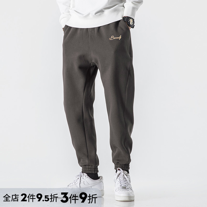 WOODSOON Spring Sports pants Male loose bunches Knitted Pants Trousers Long Pants Autumn Winter Plus Suede Thickened Men's Pants Tide-Taobao