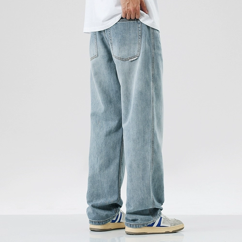 Синие летние джинсы, тонкие штаны, свободный прямой крой