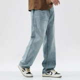 Синие летние джинсы, тонкие штаны, свободный прямой крой