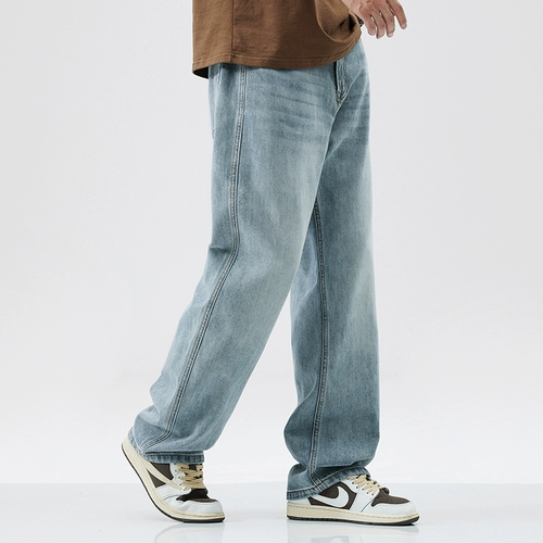 Синие летние джинсы, тонкие штаны, свободный прямой крой