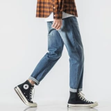 Осенние джинсы, синие штаны для отдыха, свободный прямой крой