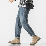 Ретро демисезонные джинсы, универсальные штаны, в американском стиле, свободный прямой крой