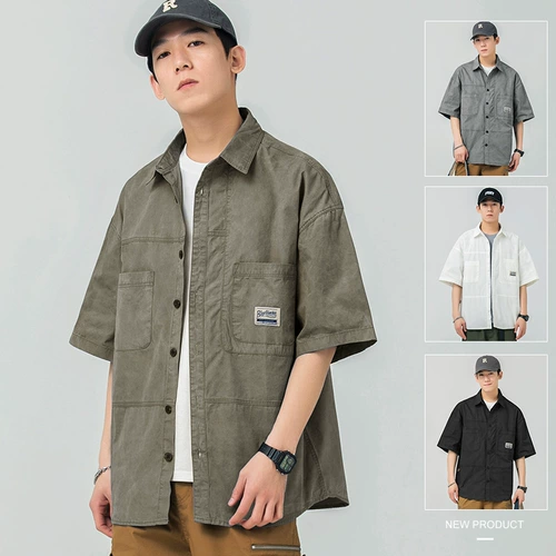 Летняя японская рубашка для мальчиков, хлопковая футболка для работы