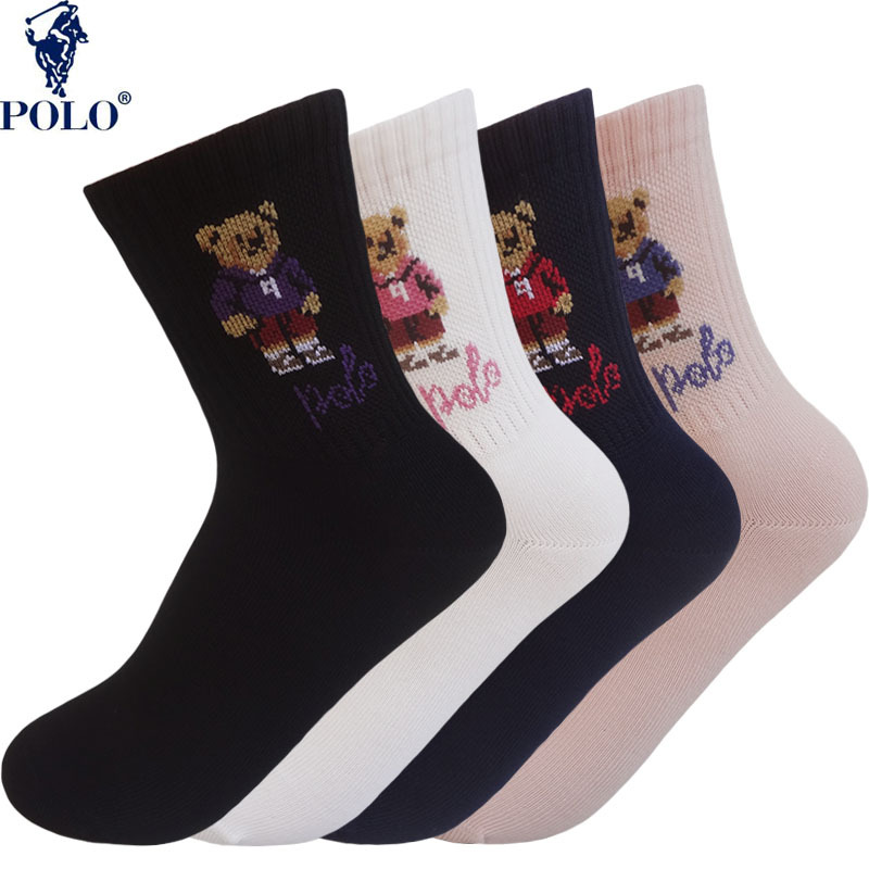 Polo Paul Autumn and Winter Mid-Calf Sports Women's Socks, Women's Sweat-Absorbent, Breathable, Deodorant Jacquard Bear Casual Short Socks Polo Paul Autumn and Winter Mid-Calf Sports Women's Socks, Women's Sweat-Absorbent, Breathable, Deodorant Jacquard Bear Casual Short Socks