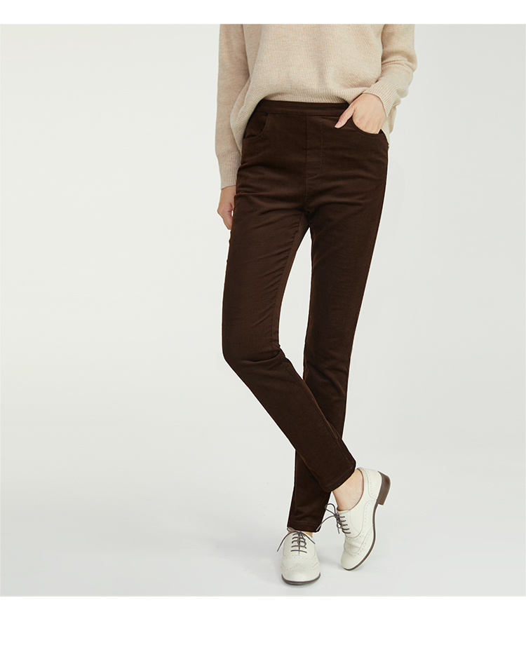 Quần nhung kẻ OXC / Ou Xiaocang quần nữ chân quần nhung kẻ mùa thu và mùa đông quần legging cạp cao quần bút chì retro các mẫu quần nữ đẹp