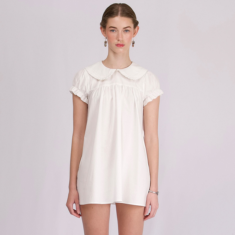 My Mum Made It/Mmmi Eco-Friendly Organic Cotton Doll Collar Puff Sleeve Mini Dress