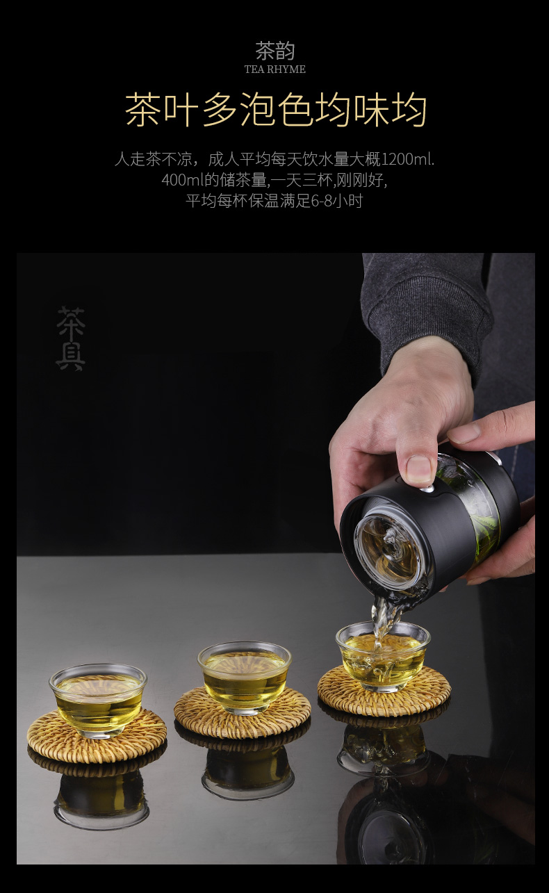 Ceramic bladder vacuum cup men 's tea cup men' s high - grade glass high - capacity portable car cup cup