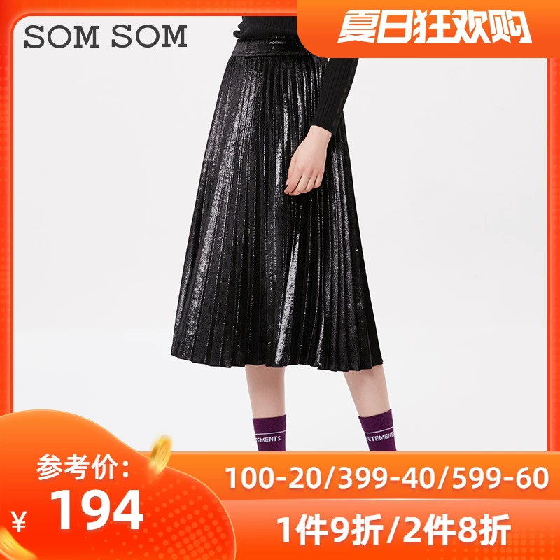 somsom Soma váy đáy mùa đông 2019 Phiên bản hàn quốc của váy dệt kim nữ size lớn 84C2033 - Váy