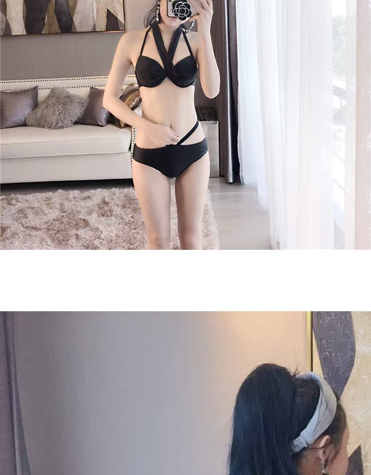 Bộ bikini đen ba mảnh chia áo tắm nữ cảm giác áo tắm bảo thủ dài tay lặn phù hợp với áo tắm mùa xuân nóng - Bikinis đồ bơi nữ cao cấp