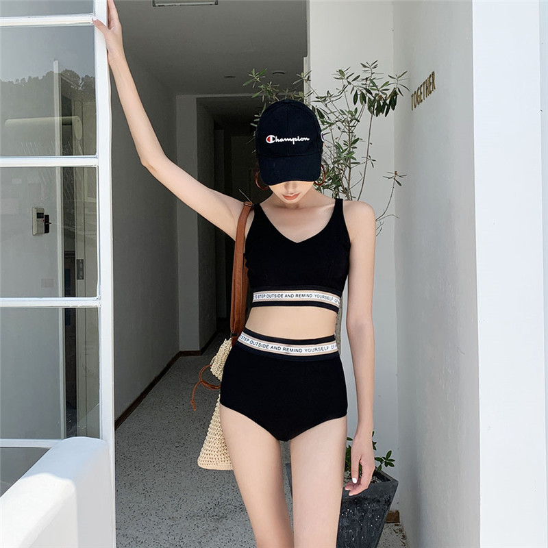 Princess Surana split swimsuit female conservative slim sexy black letters 2019 new sports hot spring swimsuit