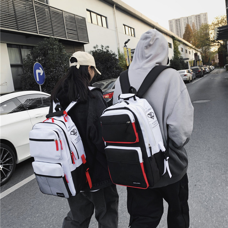 Champion school bag female college student backpack junior high school student large capacity Korean version Harajuku high school student backpack men's summer