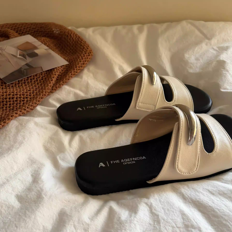 Super Soft Sheepskin Flat-Soled Slippers 2026 Summer Outdoor Non-Slip Stylish Versatile Slip-On Sandals