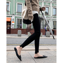 Spring Autumn Feet Irregular Black Manicure Underpants Woman High Waist Design Sensation Small Leggings Pants 100 Hitch Slim Fit Pants