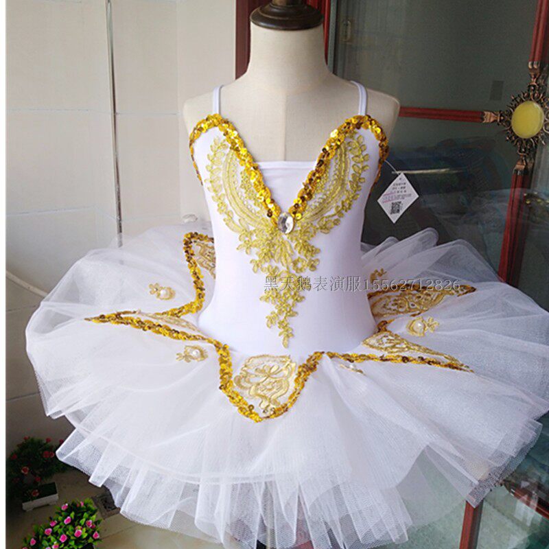 Girls little swan dance costumes children's sling costumes ballet dance costumes children's white gauze skirt princess tutu