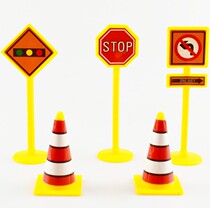 Plastic road sign barricade cake baking ornaments road cone ice cream tube traffic light scene cake decoration 5 Pack