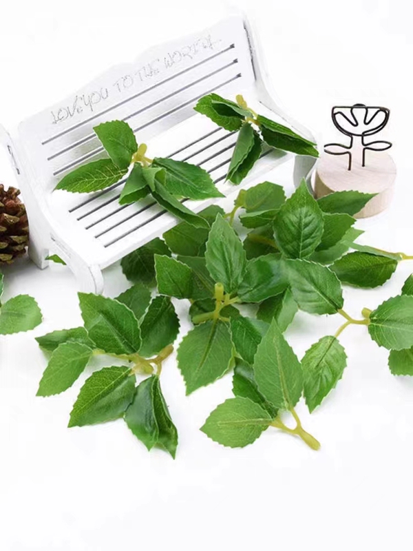 Internet-Famous Artificial Plant Leaves, Grass, Plasticized Plum Blossom Leaves, Rose Leaves, Mint Leaves, Cake Decorations, Green Plant Accessories
