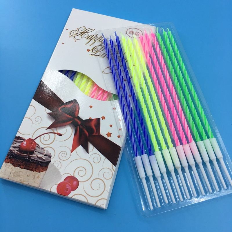 With base table white party 17 cm threaded birthday cake candle creative romantic child cute adult