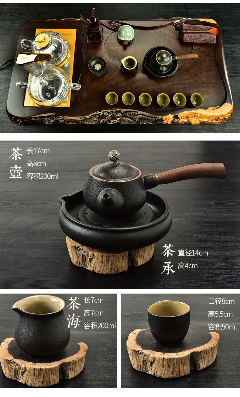 The beginning day, The tea set home a whole plate automatic snap ebony wood tea tray was violet arenaceous kung fu tea set