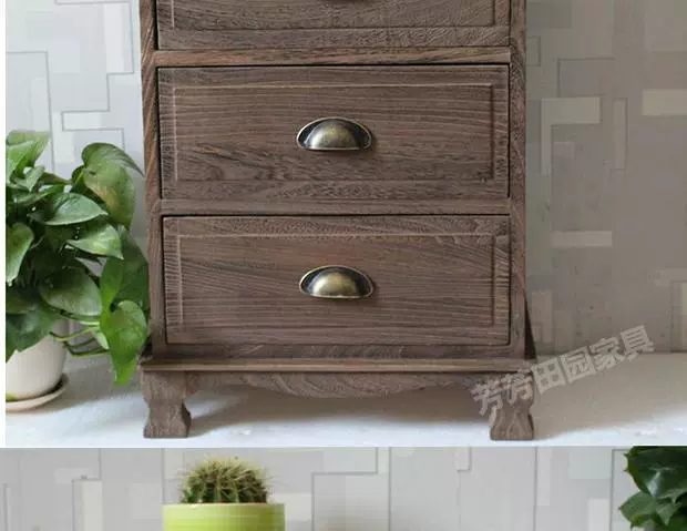 Mediterranean gỗ tủ đầu giường retro tủ đầu giường tủ IKEA SF để làm tủ kinh tế thực tế cũ - Buồng tủ kéo nhựa
