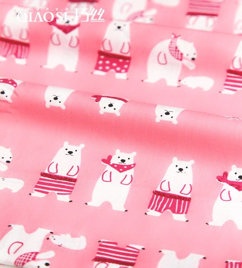 Tự làm quần áo handmade vải giường twill bông in vải cực gấu thiên đường chiều rộng 160cm vải cotton giấy