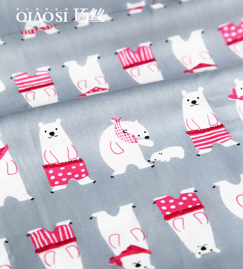 Tự làm quần áo handmade vải giường twill bông in vải cực gấu thiên đường chiều rộng 160cm vải cotton giấy